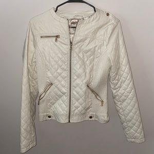 Cream and gold leather jacket